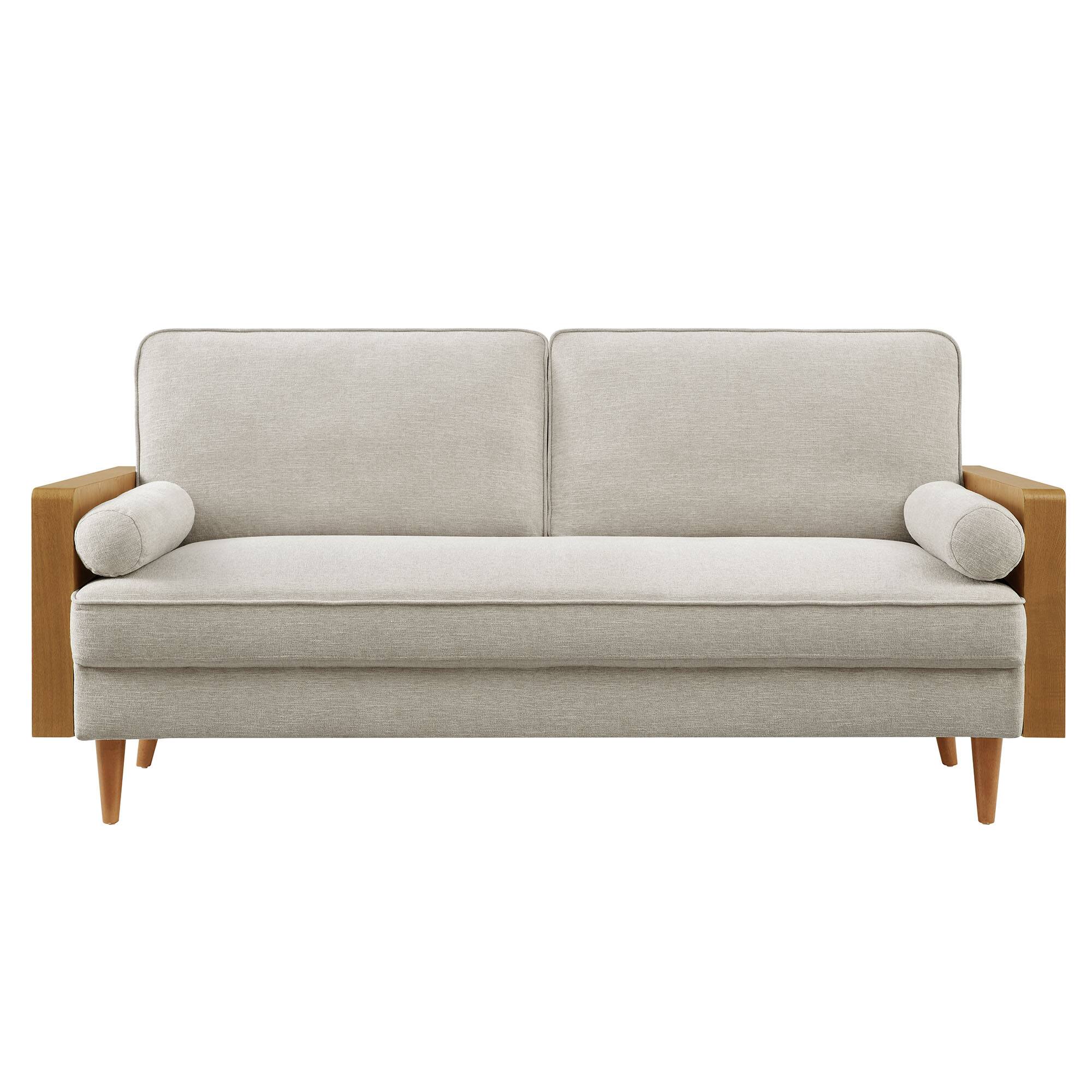 Alt View 2. Modway - Kellan Heathered Fabric Upholstered Sofa by Modway - White.
