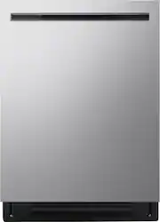 LG - 24" Top Control Smart Built-In Tub Dishwasher with 3rd Rack, FlushFit Design and 42dBA - Stainless Steel - Front_Zoom