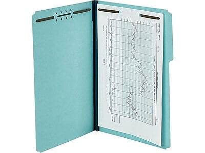 Alt View 2. Pendaflex - Pressboard Classification Folders, 1/3-Cut Tab, 1" Expansion, Legal Size, Light Blue, 25/Box  - Blue.