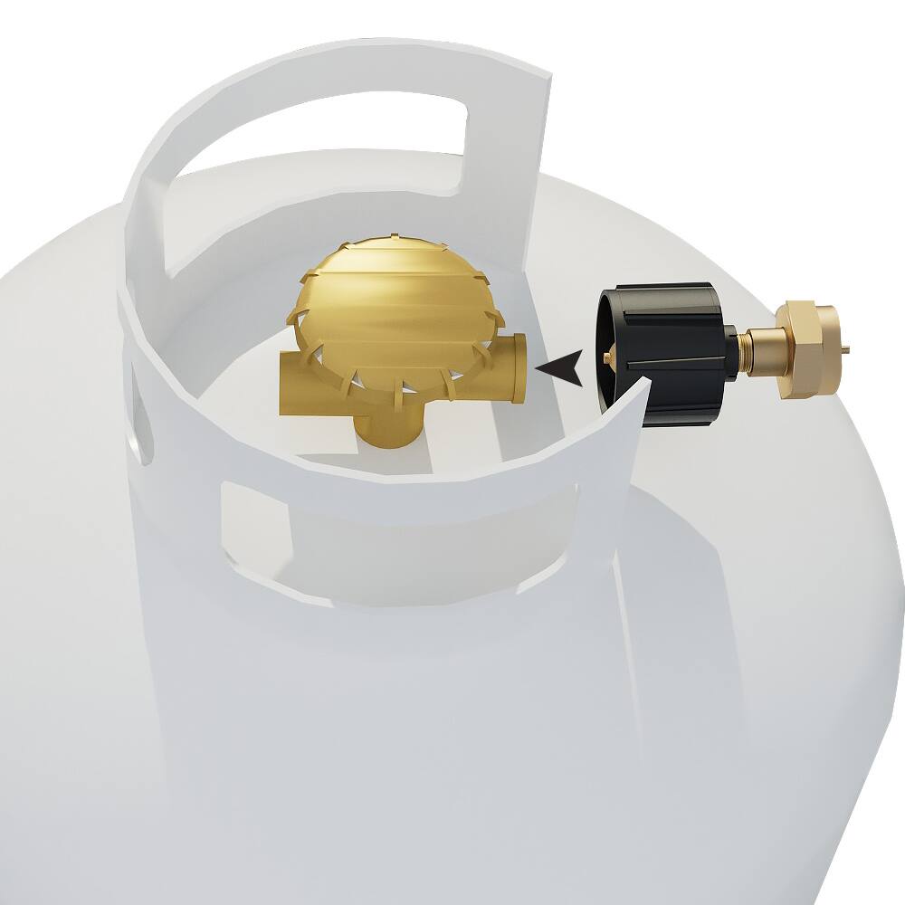 Back. Empava - Propane Refill Adapter – 1LB to 20LB Tank Converter, Auto Shutoff, Solid Brass, CSA Certified for Grills/Camping - Black.