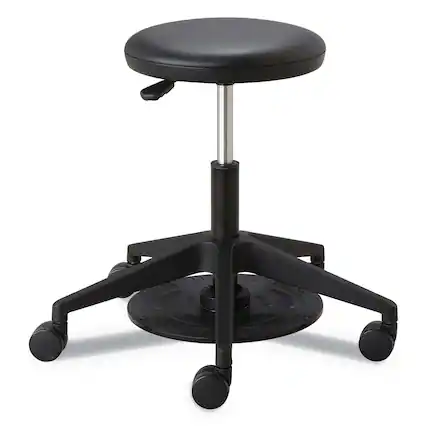 Front. Safco - REMOVE - Lab Stool, Backless, Supports Up to 250 lb, 19.25" to 24.25" Seat Height, Black - Black.