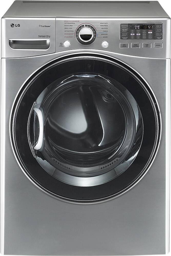 Front. LG - SteamDryer 7.3 Cu. Ft. 12-Cycle Ultralarge Capacity Steam Electric Dryer - Graphite Steel.