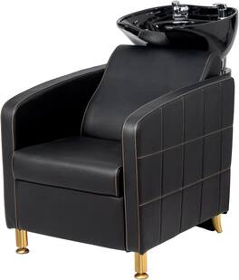 Winado - Salon Backwash Chair with Tilting Shampoo Bowl & Extra Wide Seat & Silicone Neck Pillow & 330lbs Capacity for Beauty Spa - Black With Black Sink