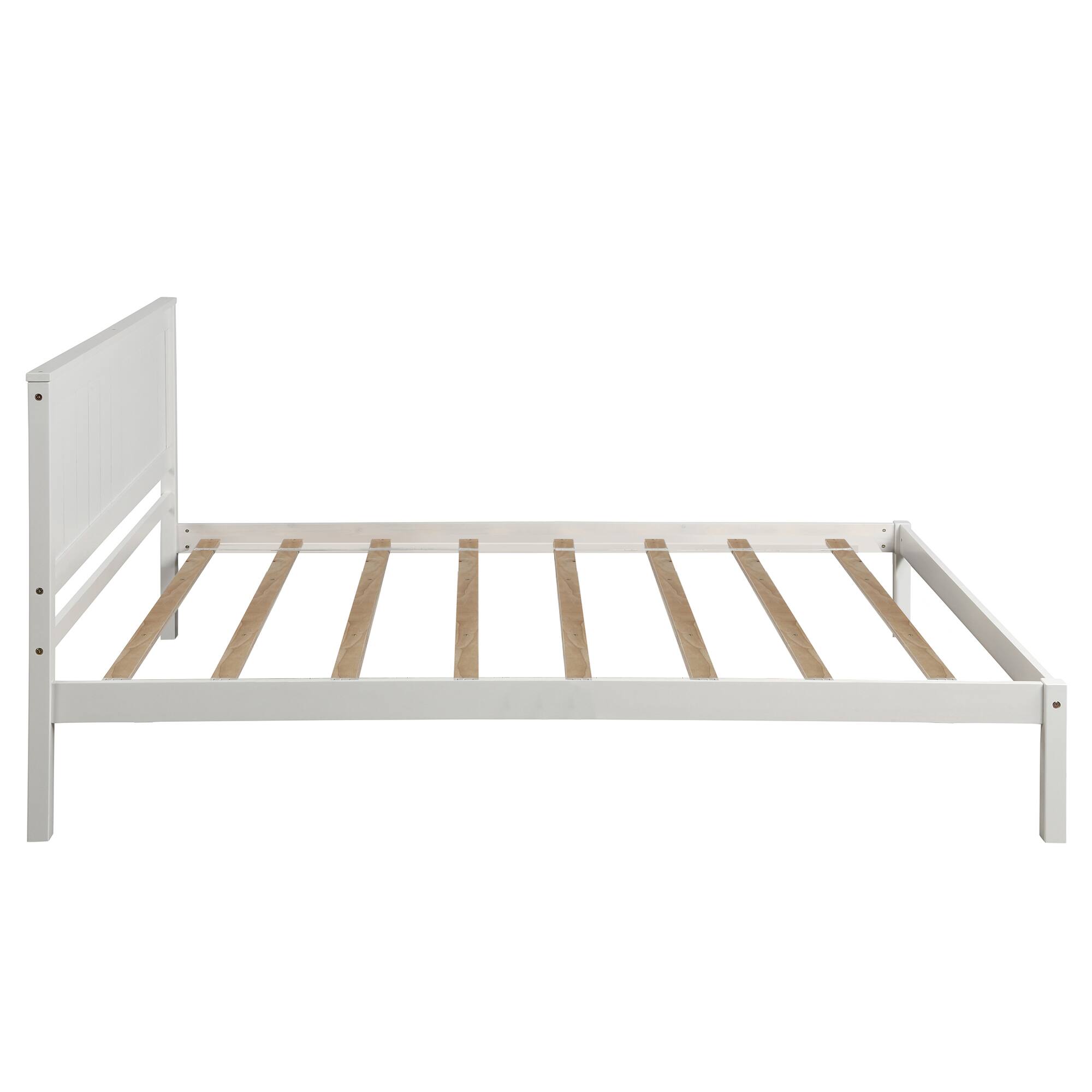 Left. Whisen - Twin Platform Bed Frame with Headboard, Wood Slat Support, No Box Spring Needed - White.