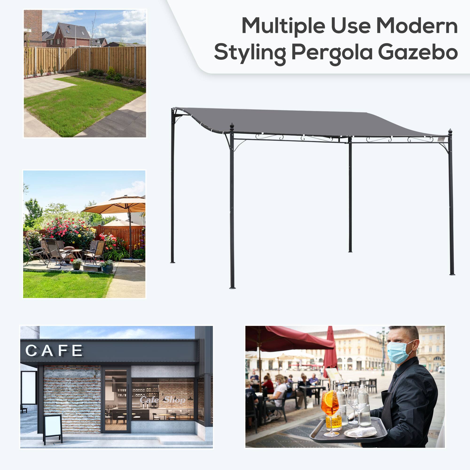 Multiple Use Modern Styling Pergola Gazebo, CAFE, Cafe Shop