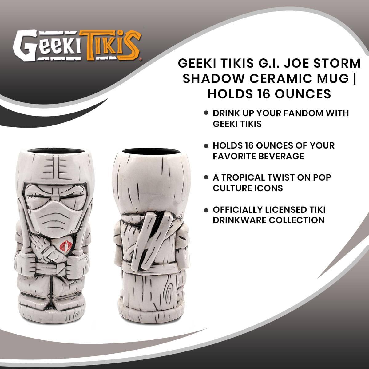 Geeki Tikis G.I. Joe Storm Shadow Ceramic Mug | Holds 16 Ounces

- Drink up your fandom with Geeki Tikis
- Holds 16 ounces of your favorite beverage
- A tropical twist on pop culture icons
- Officially licensed tiki drinkware collection