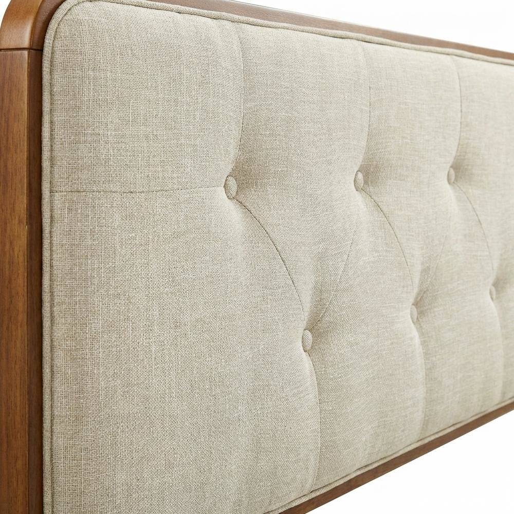 Back. FurniFact - Tufted Gray Fabric Twin Headboard with Wooden Frame and Upholstered Design - Brown.