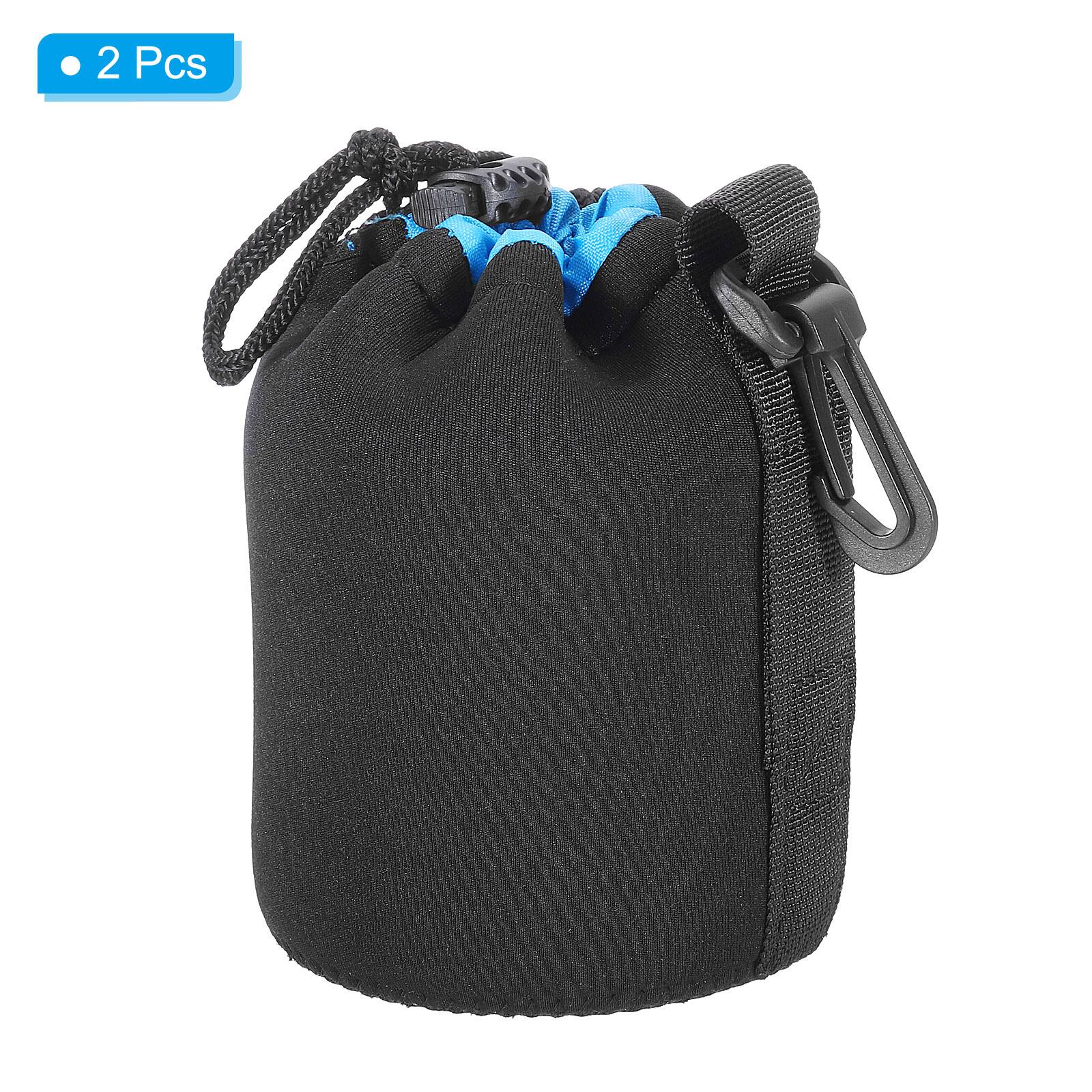 Alt View 2. Unique Bargains - Camera Lens Bag, 2pcs 3.3"x5.5" Drawstring Pouch with Thick Neoprene for DSLR Lens, Water Coffee Cups - Black Blue.