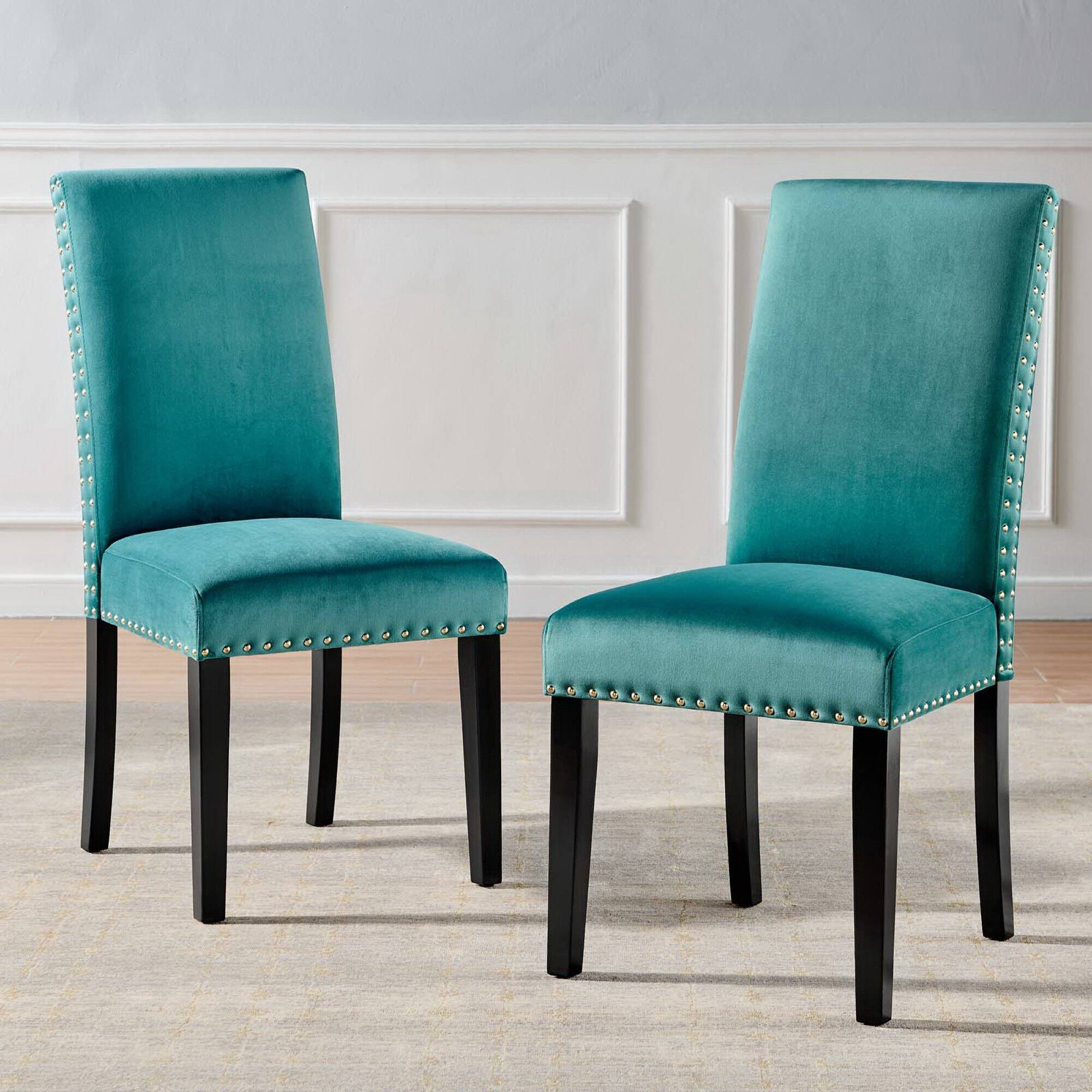 Back. Modway - Parcel Performance Velvet Dining Side Chairs Set of 2 by Modway - Teal.
