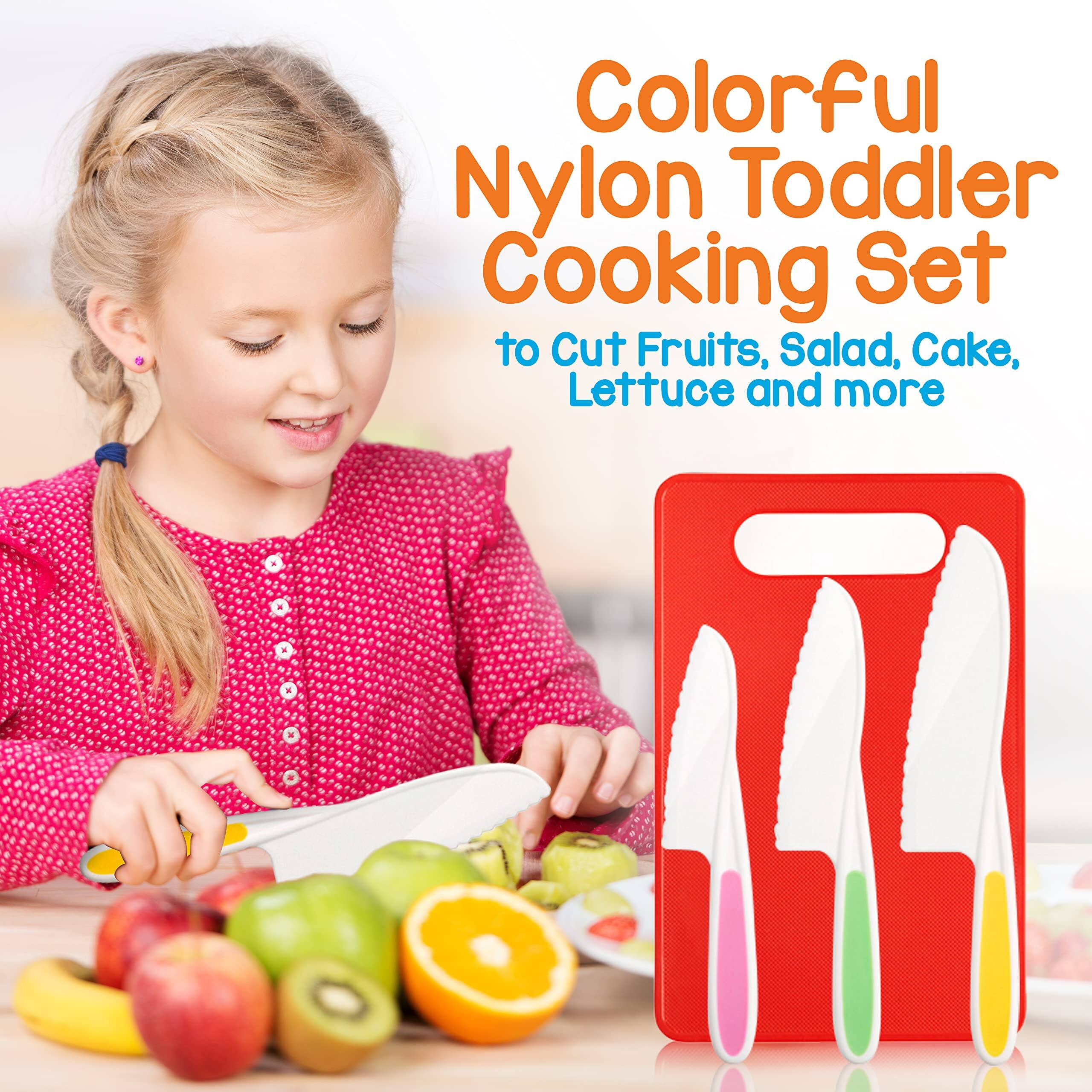Colorful Nylon Toddler Cooking Set to Cut Fruits, Salad, Cake, Lettuce and more