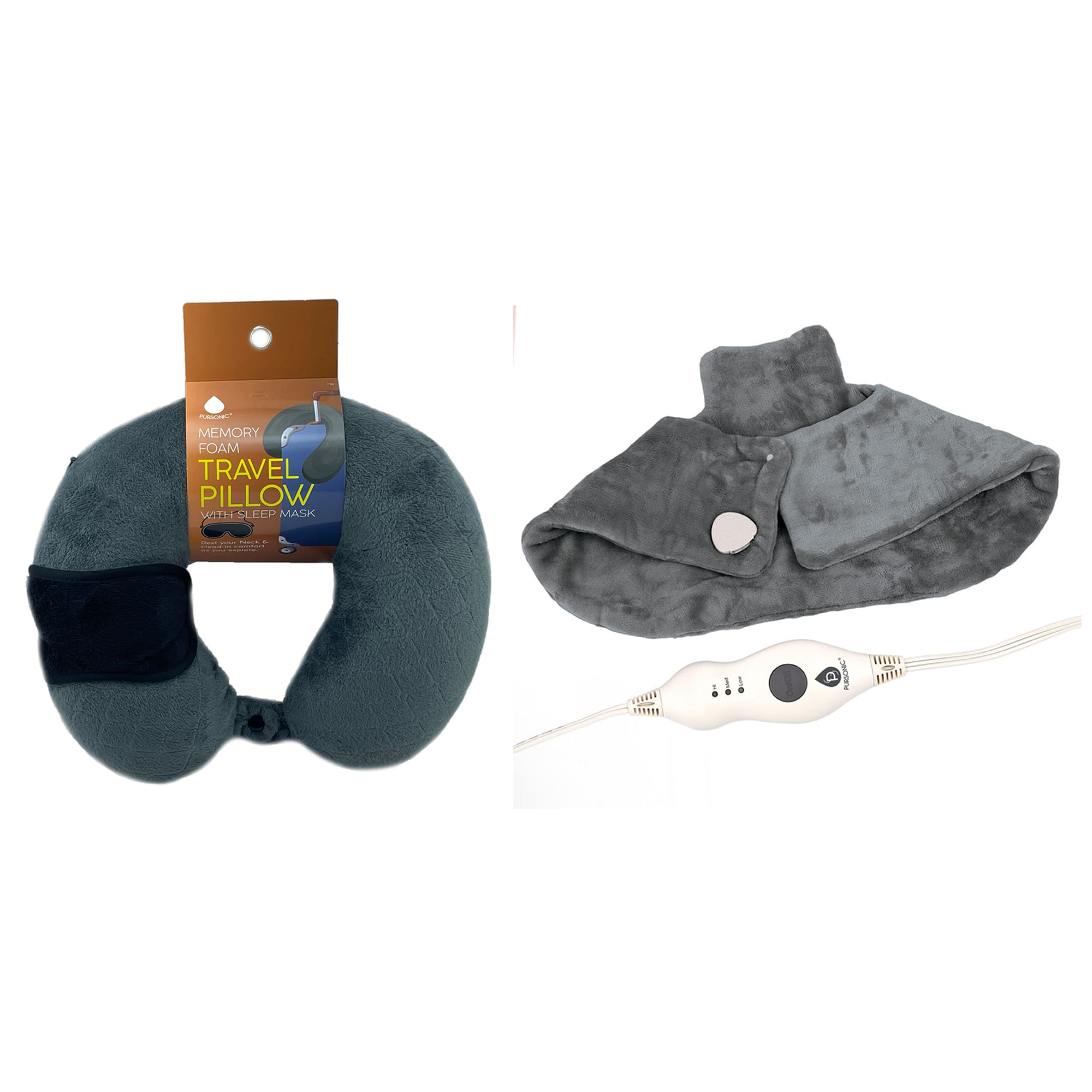 Pursonic - Electric Neck & Shoulder Heating Pad + Memory Foam Travel Pillow price history on PriceWatchPro