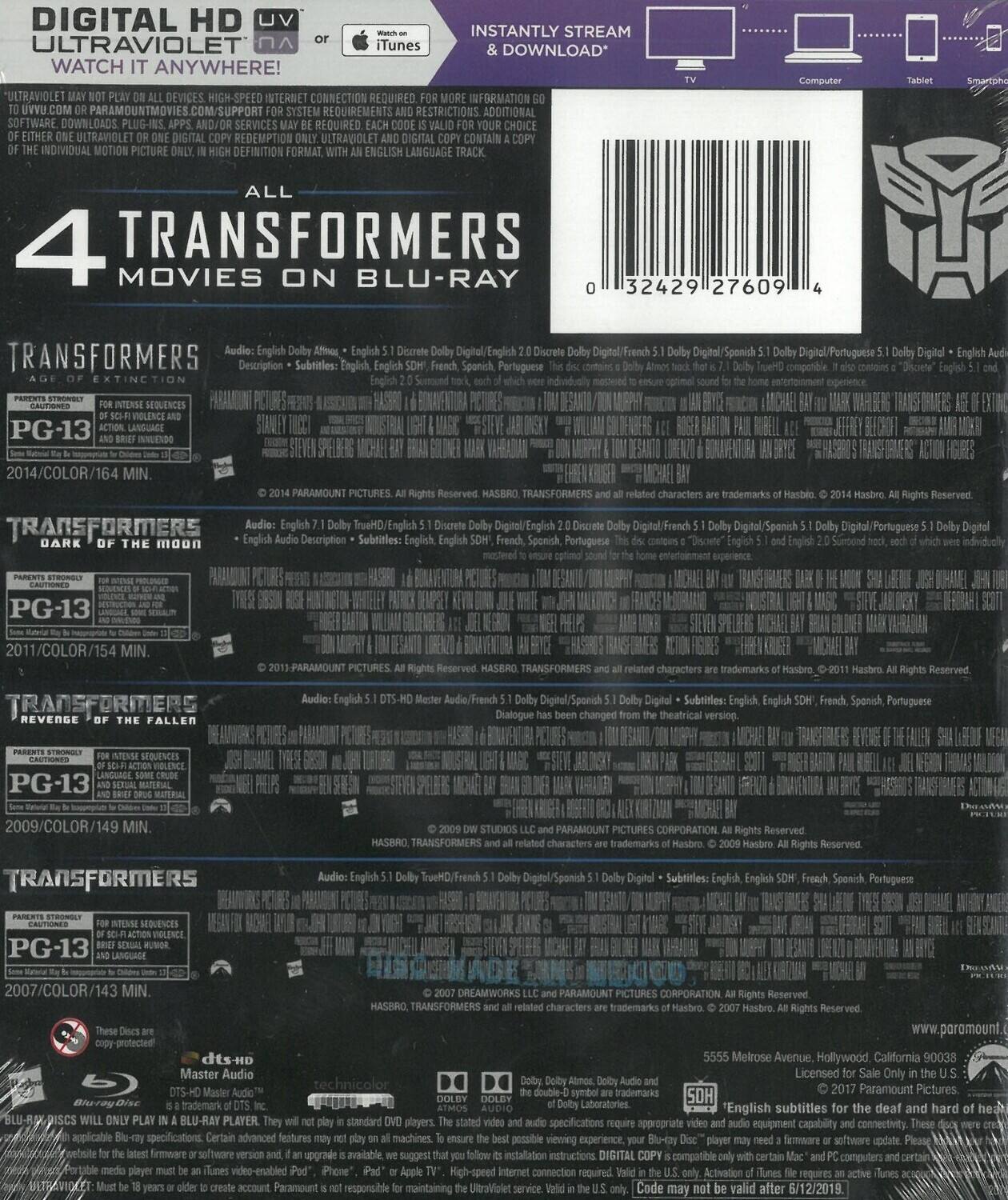 Alt View 1. Transformers: 4-Movie Collection   - BLU-RAY.