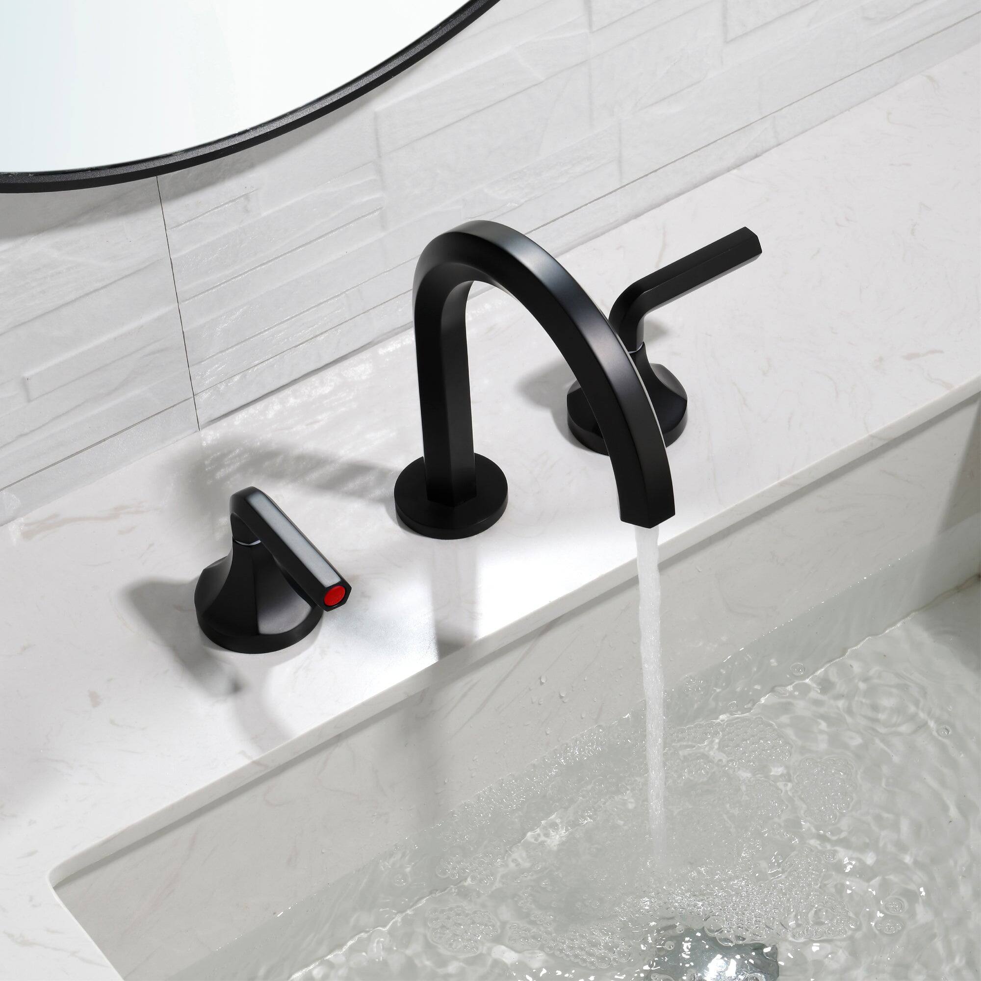 Alt View 8. Boyel Living - 8 in Widespread Double Handle 1.2 GPM Bathroom Faucet with Quick Connect Hose and Water Supply Hose in Matte Black - Matte Black.