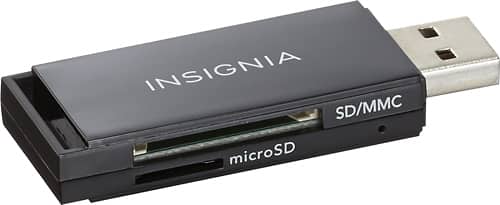 Front. Insignia™ - USB 2.0 SD/MMC Memory Card Reader - Black.