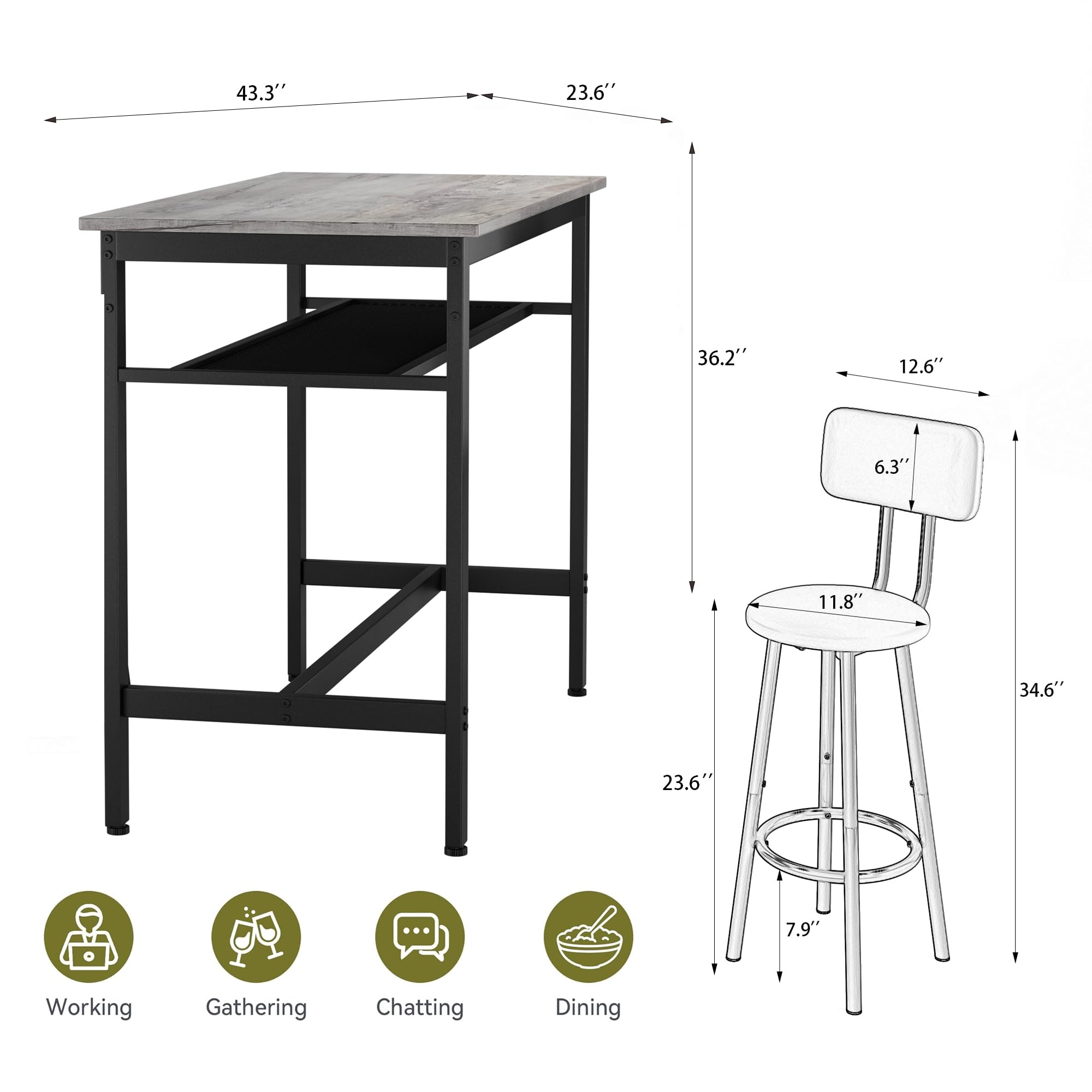 43.3" 23.6" 36.2" 12.6" 6.3" 11.8" 34.6" 23.6" 7.9"

Working  
Gathering  
Chatting  
Dining