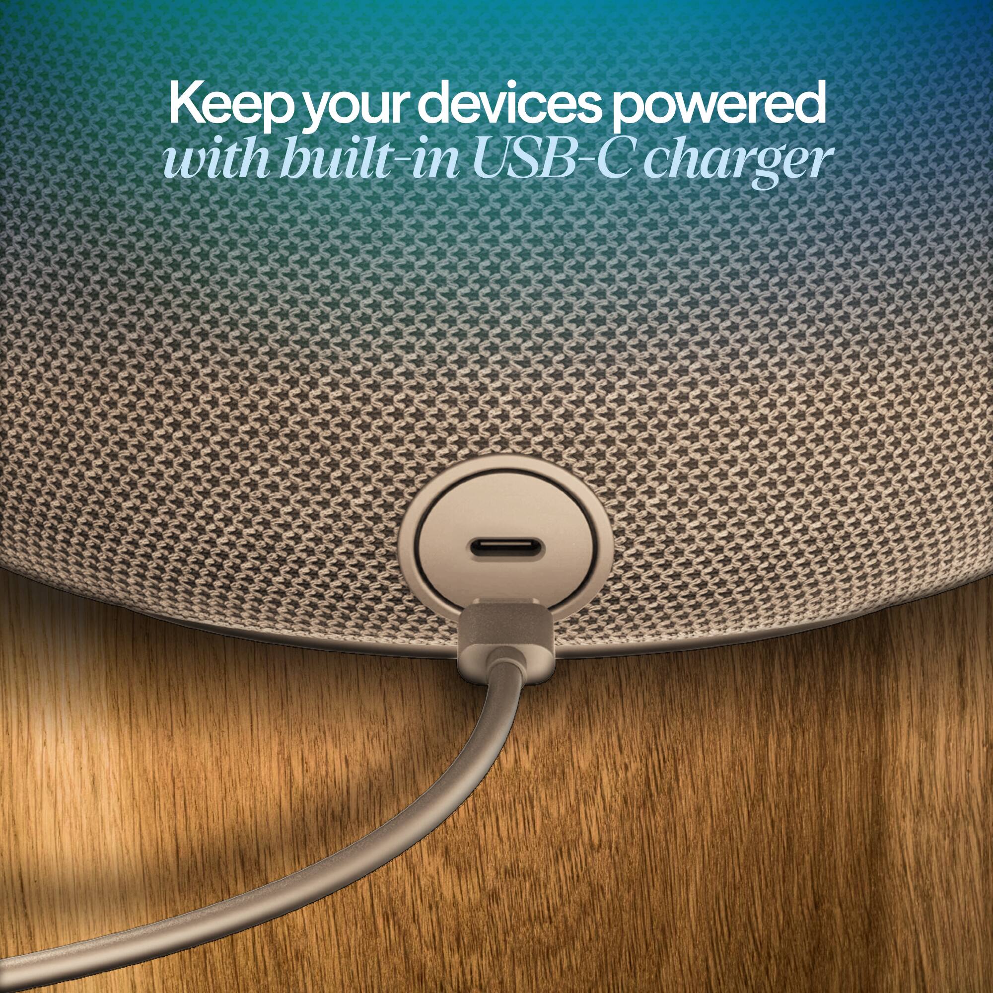 Keep your devices powered with built-in USB-C charger