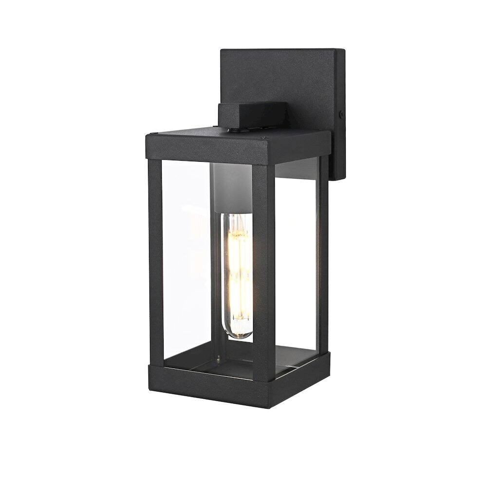 Angle. Elegant Lighting - Peter 4 Inch Outdoor Wall Sconce In Black - Black.
