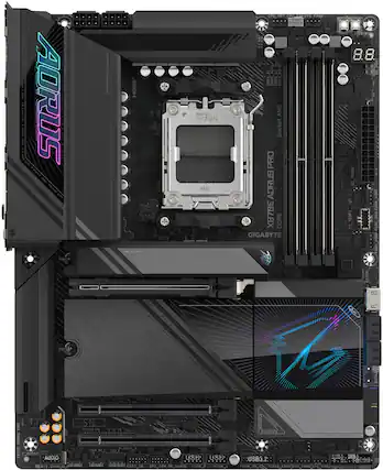 Aorus is the team that designed this computer. The CPU is a Ryzen AM5, and it is compatible with the Socket AM5. The computer has 8 gigabytes of RAM, and it is equipped with a Gigabyte STS FAN4 8.8 5 T 20G FUSC PUNP CNY ASSEM CATAZ PC1EX4 PRO AORUS XB70 F AUDIO AUDIO REV:1 UARDE SN 381 AR08\_72\_1 LE2 SP PM USB: USB: 22L PUAH U PURITS USB3 FUJA FANZ AUUU CRICHTES.