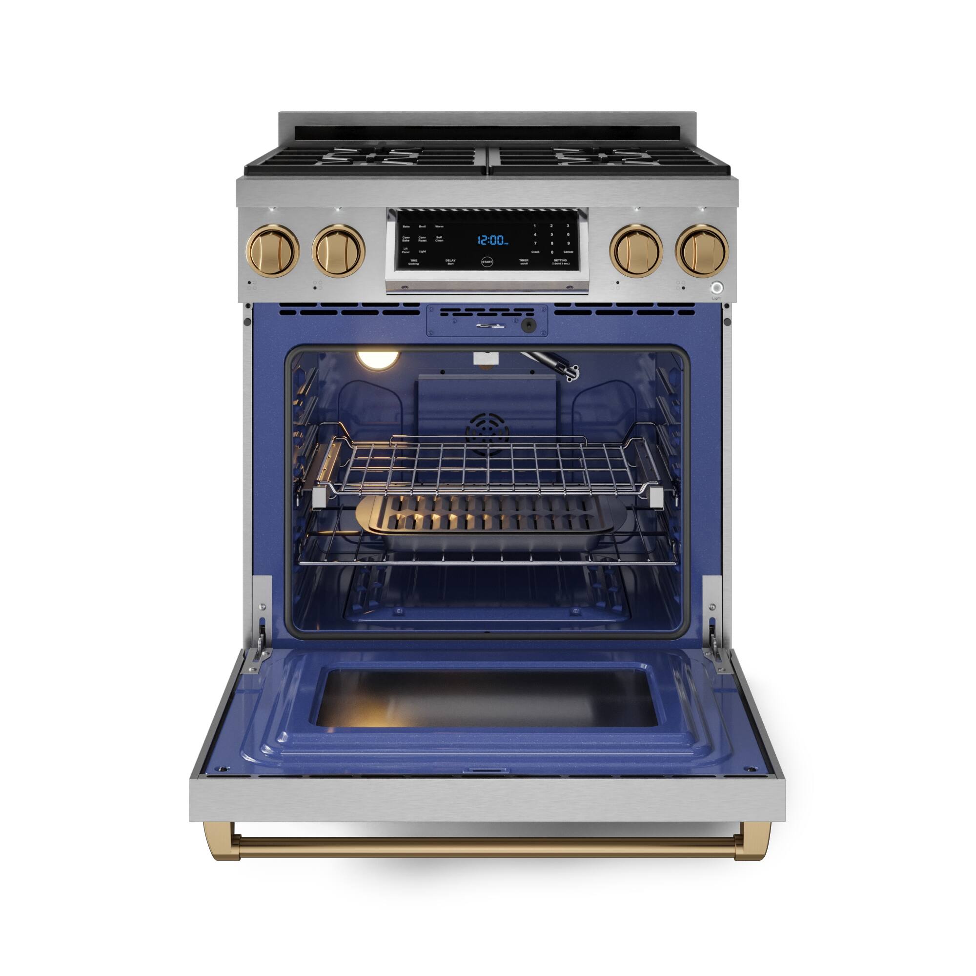 Alt View 11. Thor Kitchen - Gordon Ramsay Series by Thor Kitchen 4.55 Cu. Ft Freestanding Liquid Propane Gas Range with Bronze Hardware - Stainless Steel.