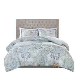 Gracie Mills - Leo 8 Piece Reversible Cotton Floral Comforter Set - Blue