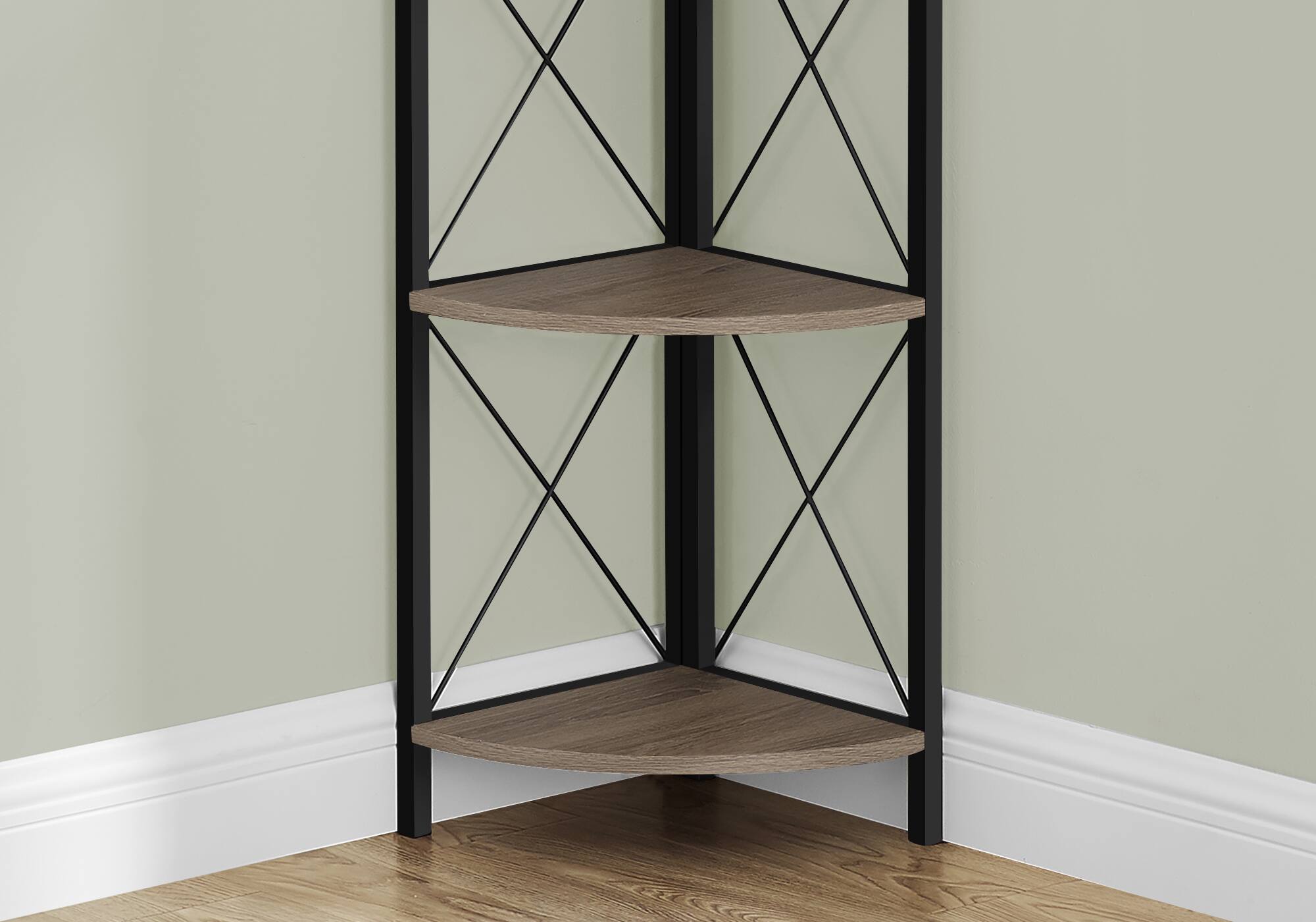 Back. Spaco - Spaco Modern 4 Tier 60 Inch Corner Bookshelf, Metal Industrial for Living Room Bedroom Office - taupe.