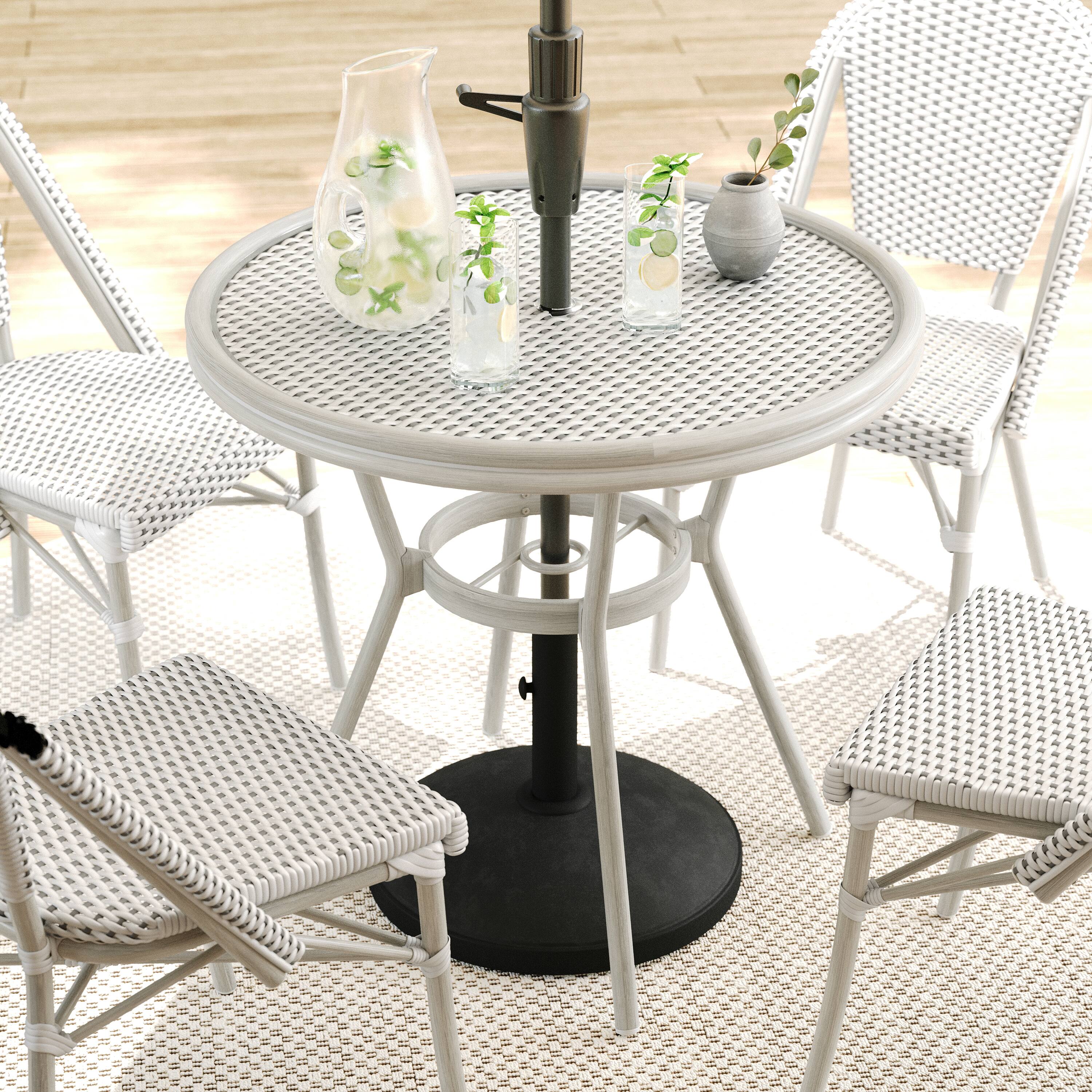Alt View 4. Martha Stewart - Lily Pond 31" Round All-Weather Patio Bistro Dining Table - Gray & White/Gray Frame.