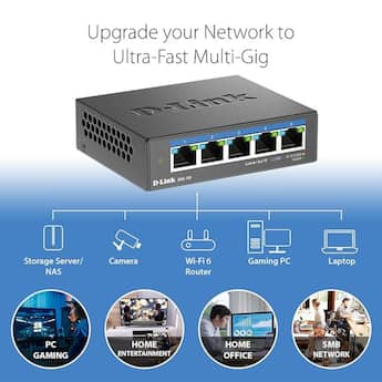 D Link 5 Port 2.5Gb Unmanaged Multi Gig Network Switch, 5 x 2.5G D Link 5 Port 2.5Gb Unmanaged Multi Gig Network Switch, 5 x 2.5G
