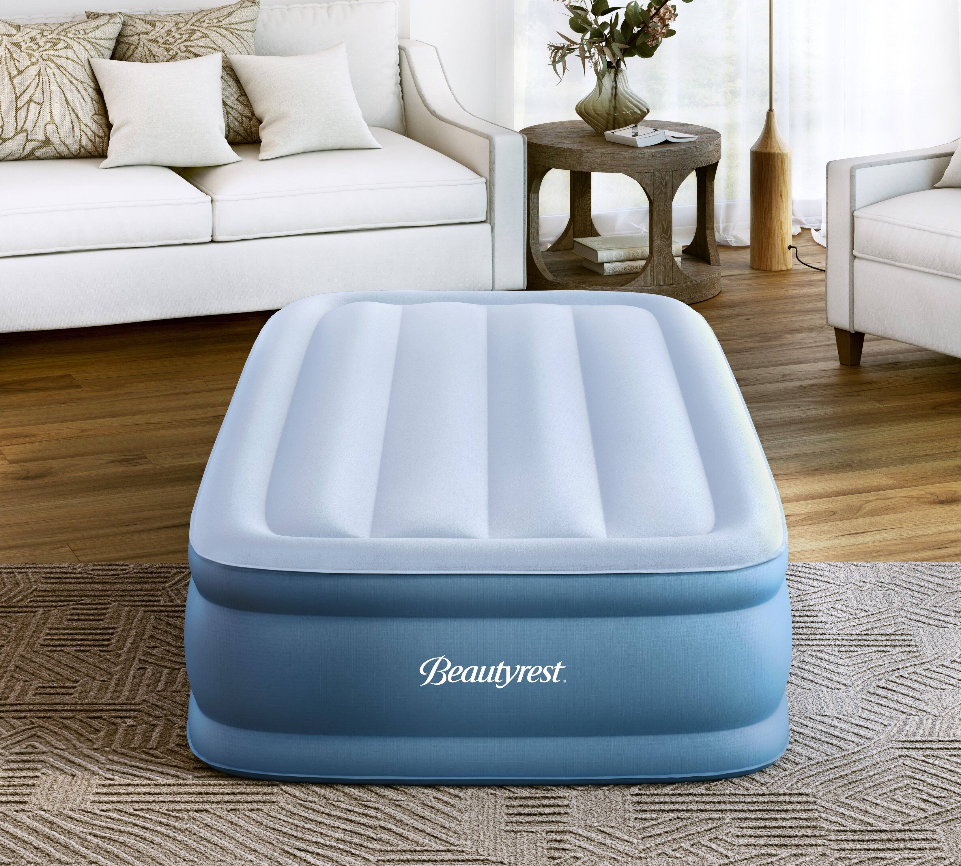 Alt View 4. Beautyrest - Beautyrest Sensarest Raised Inflatable Air Mattress with Built-In Pump, Twin - GRAY/BLUE.