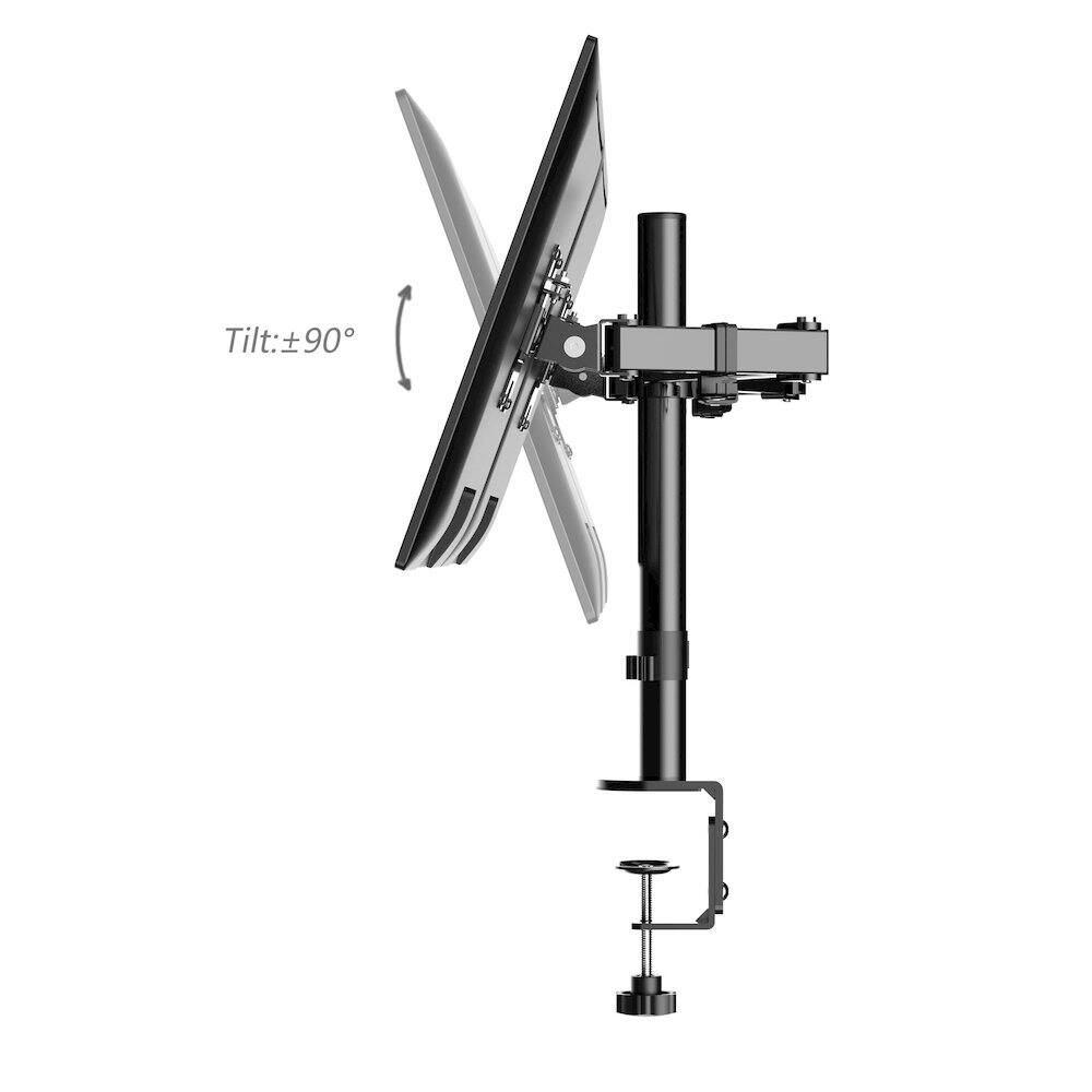 Back. Rocelco - Premium Desk Computer Monitor Mount, Double Articulated Full Motion Adjustable Arm, Grommet and C Clamp, Black - Black.