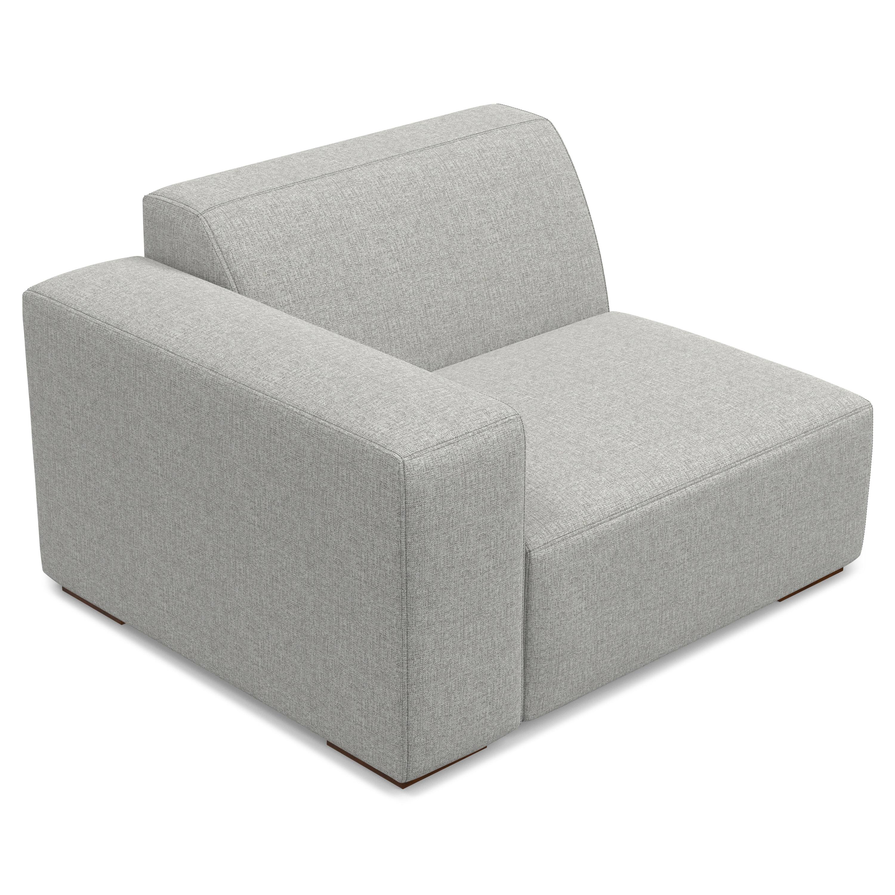 Alt View 4. Simpli Home - Rex Left-Arm Sofa Module in Tightly Woven Performance Fabric - Pale Grey.