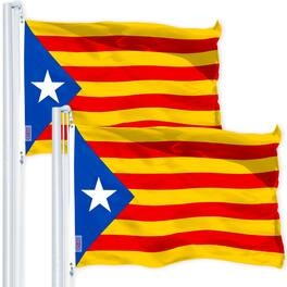 G128 - 2-Pack Estelada (Catalan) Flag, 3x5 ft, 150D Polyester, Brass Grommets - Assorted Colors