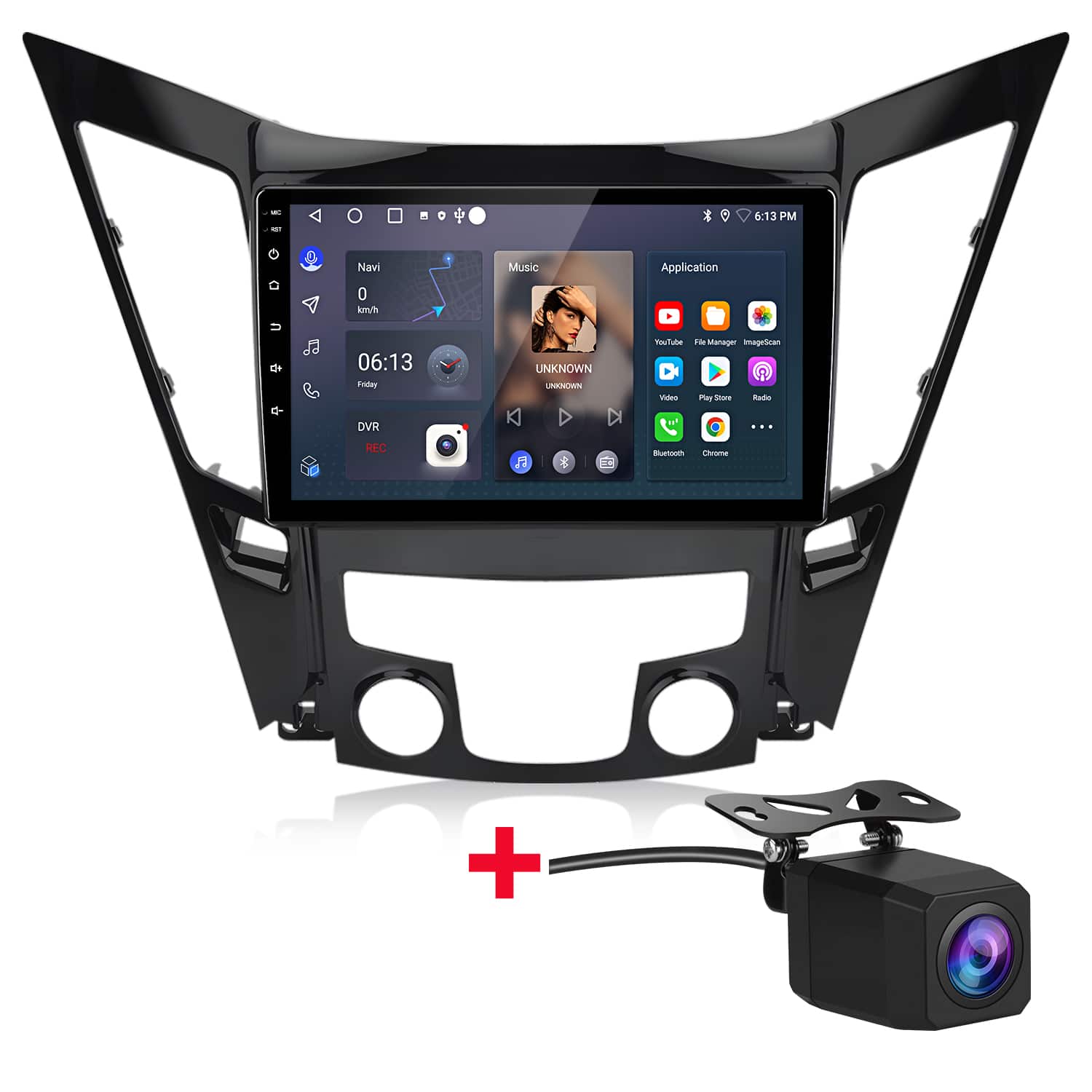 Junsun - Backup Camera For Hyundai Sonata 2011-2015 carplay 9"2+64GB Android15 Car Stereo Radio GPS Navi WIFI RDS SWC DSP FM BT - Black