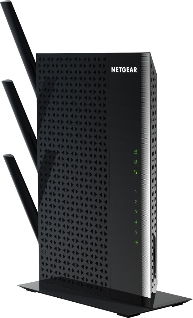 Left View: NETGEAR - Nighthawk AC1900 Dual-Band Gigabit Mesh Capable Wi-Fi Range Extender - Black