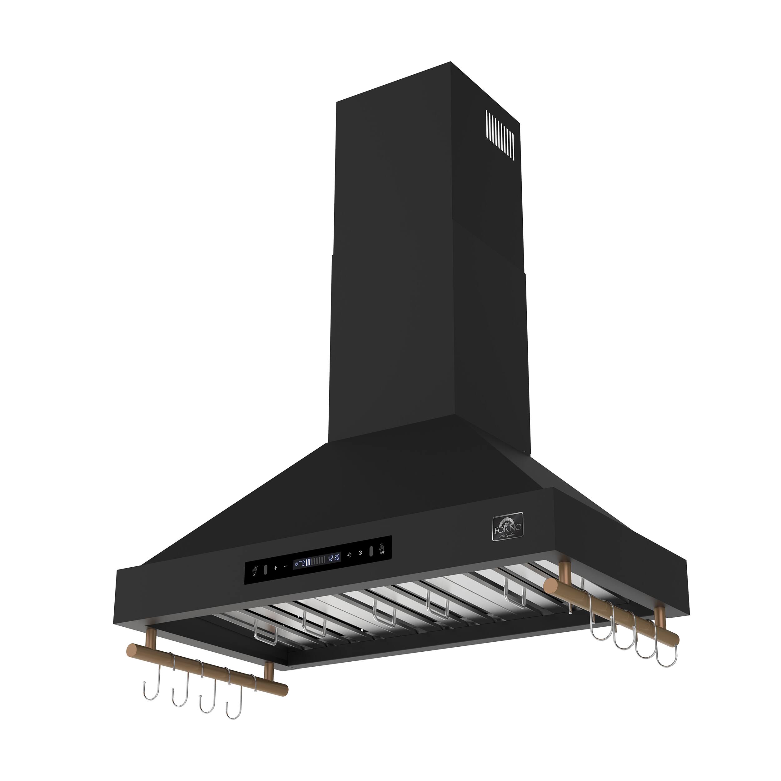 Angle. Forno Appliances - Venezia 36" Wall-Mounted Range Hood with Touch Controls and Baffle Filters - Black.