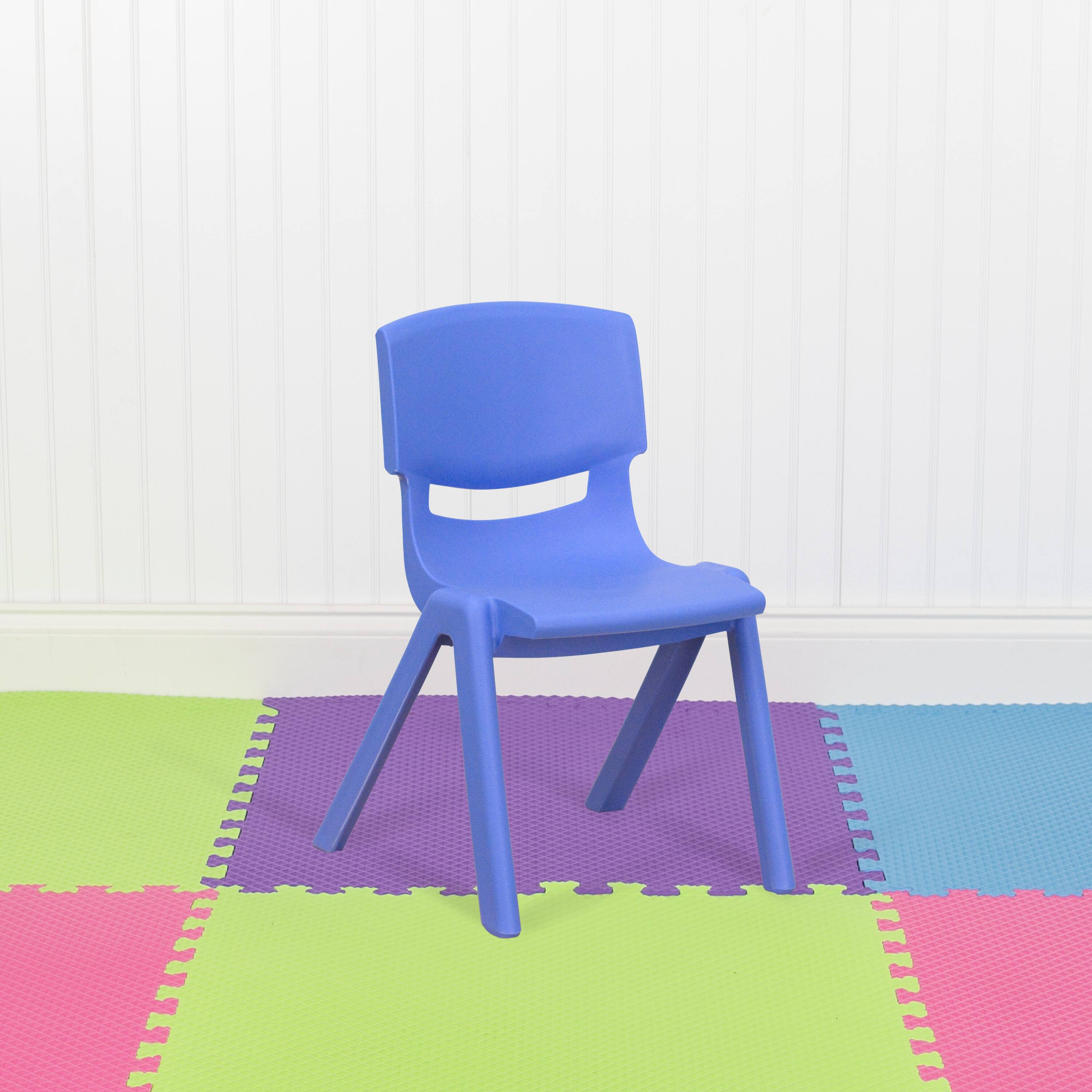 Alt View 2. Emma + Oliver - 10 Pack Plastic Stackable School Chair with 12" Seat Height - Blue.