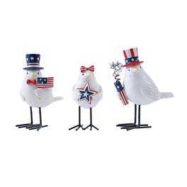 BreeBe - Americana Bird Figurine (Set of 3) - Red, White, Blue