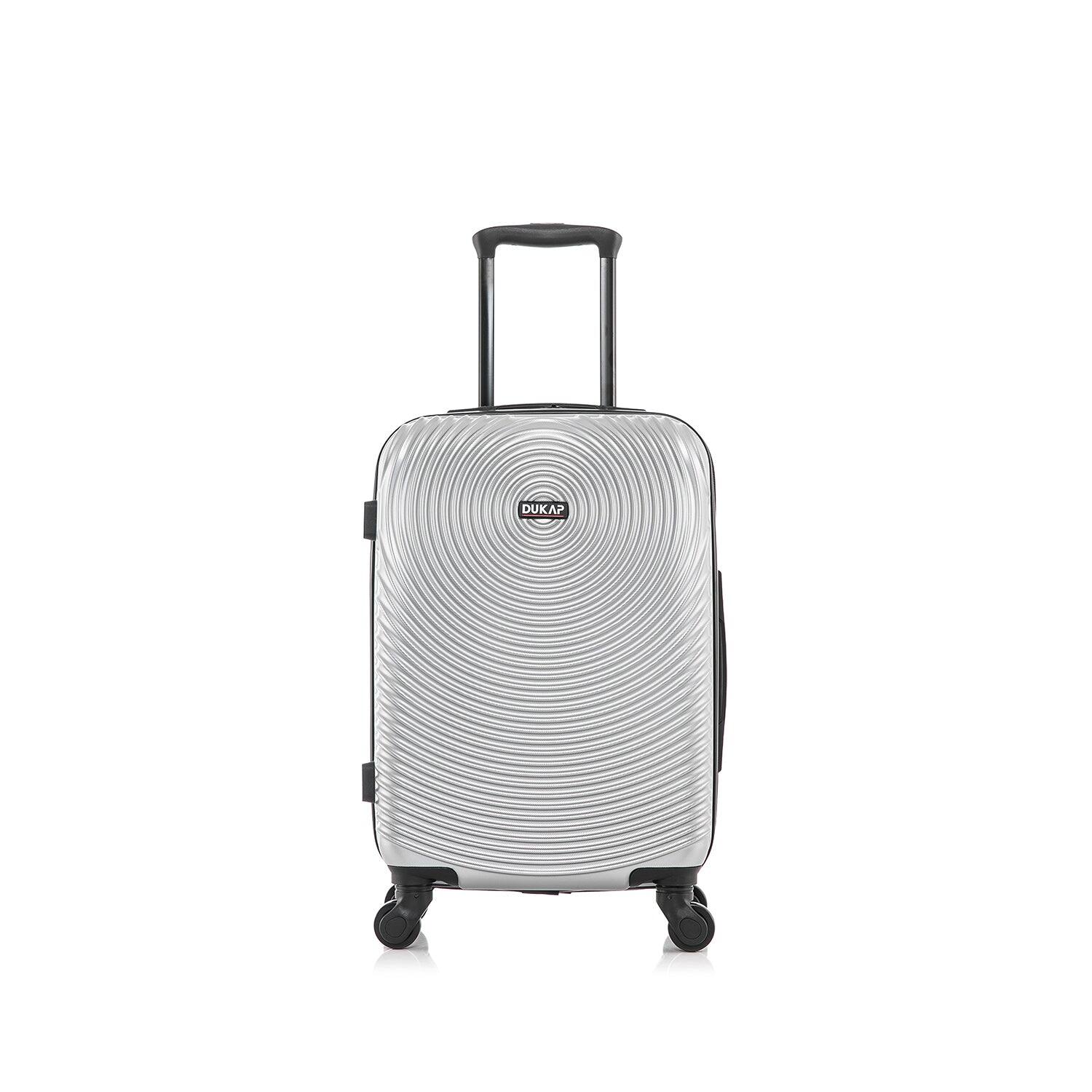 Angle. DUKAP - Inception Lightweight Hardside Spinner Luggage 20" Carry-On - SILVER.