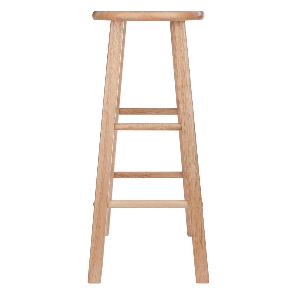 Back. FurniFact - 2-Pc Solid Wood Bar Stools - Natural.