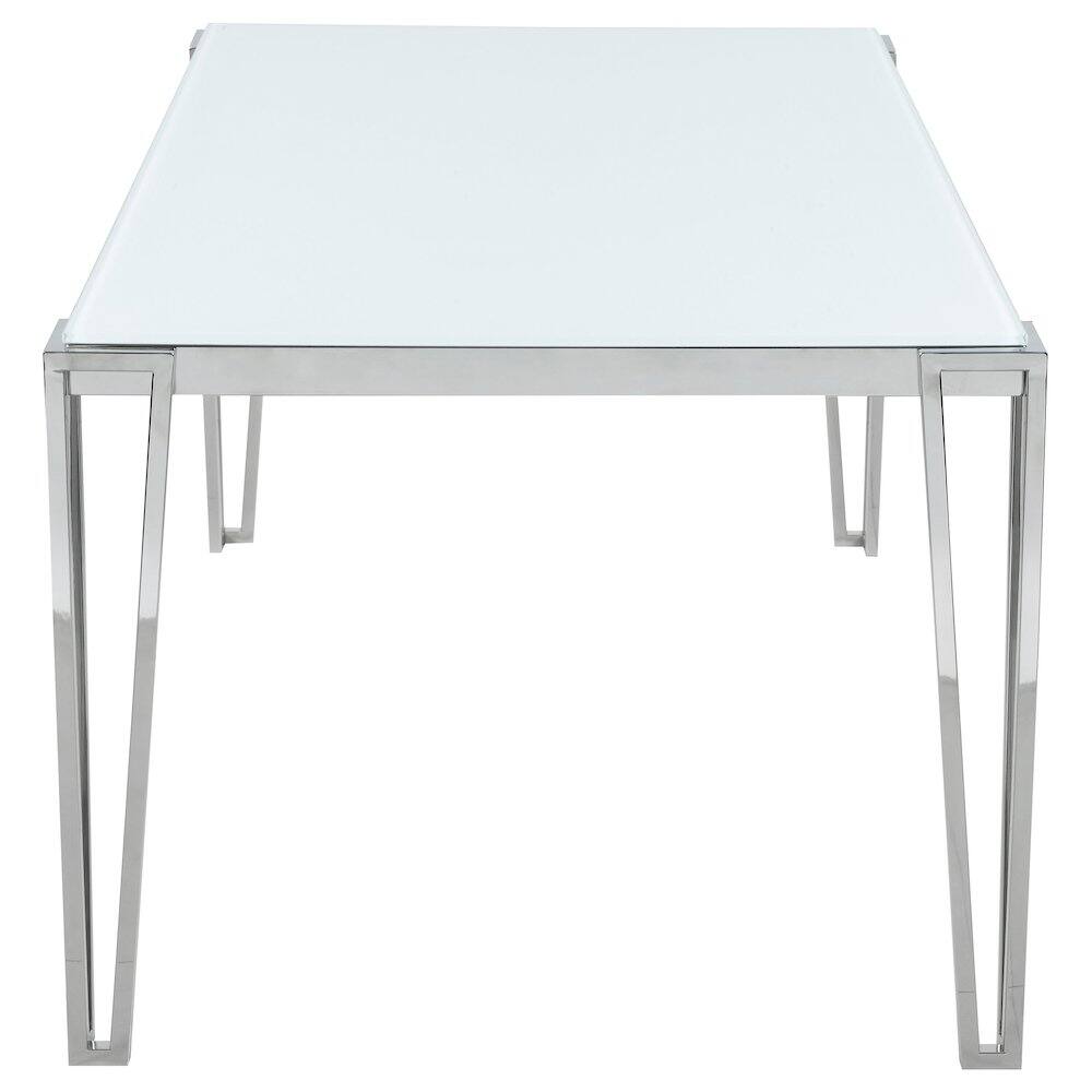 Alt View 3. Coaster Co. of America - Pauline Rectangular 64-inch Glass Top Dining Table Chrome - Silver.