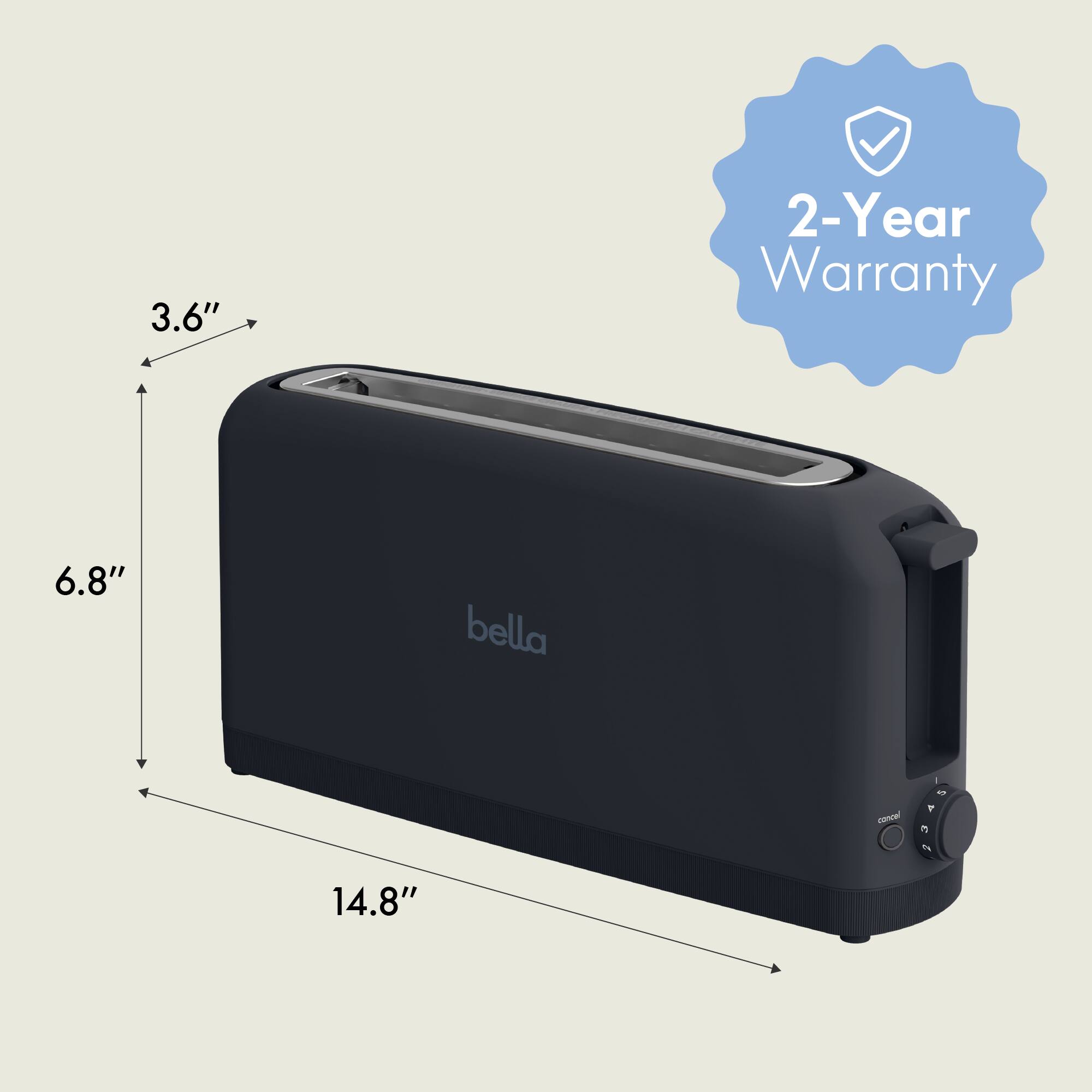 3.6"  
2-Year Warranty  
6.8"  
bella  
cancel  
5 A 3  
14.8"