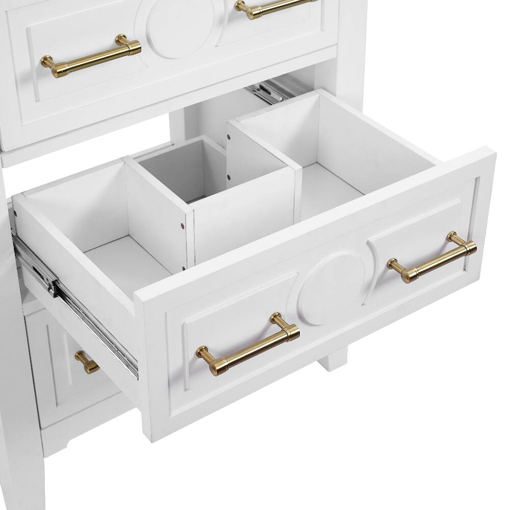 Alt View 10. Loheer - Loheer 24 inch bathroom vanity with sink White Freestanding Single Vanity Solid Wood Frame - White.