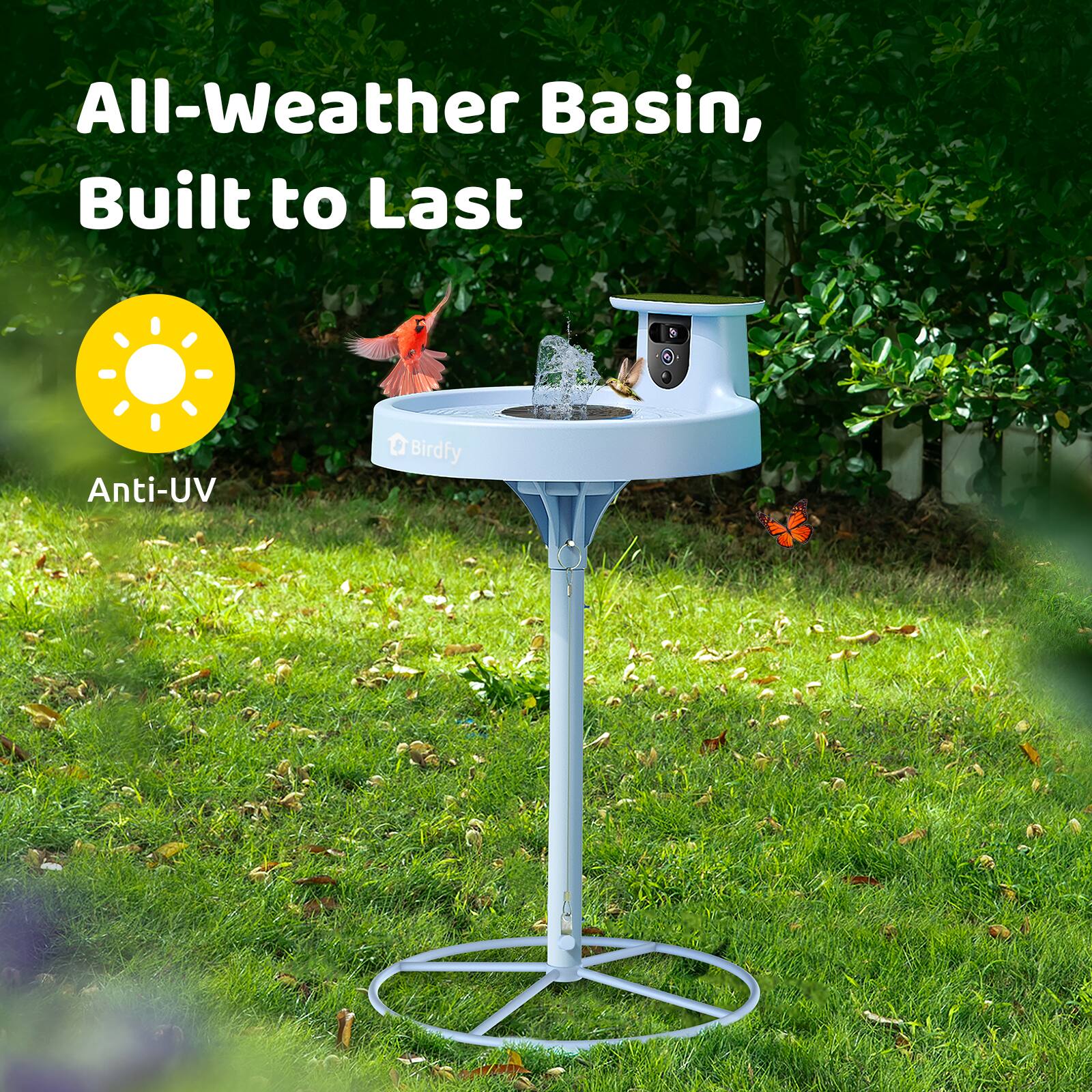 All-Weather Basin, Built to Last Anti-UV Birdbath