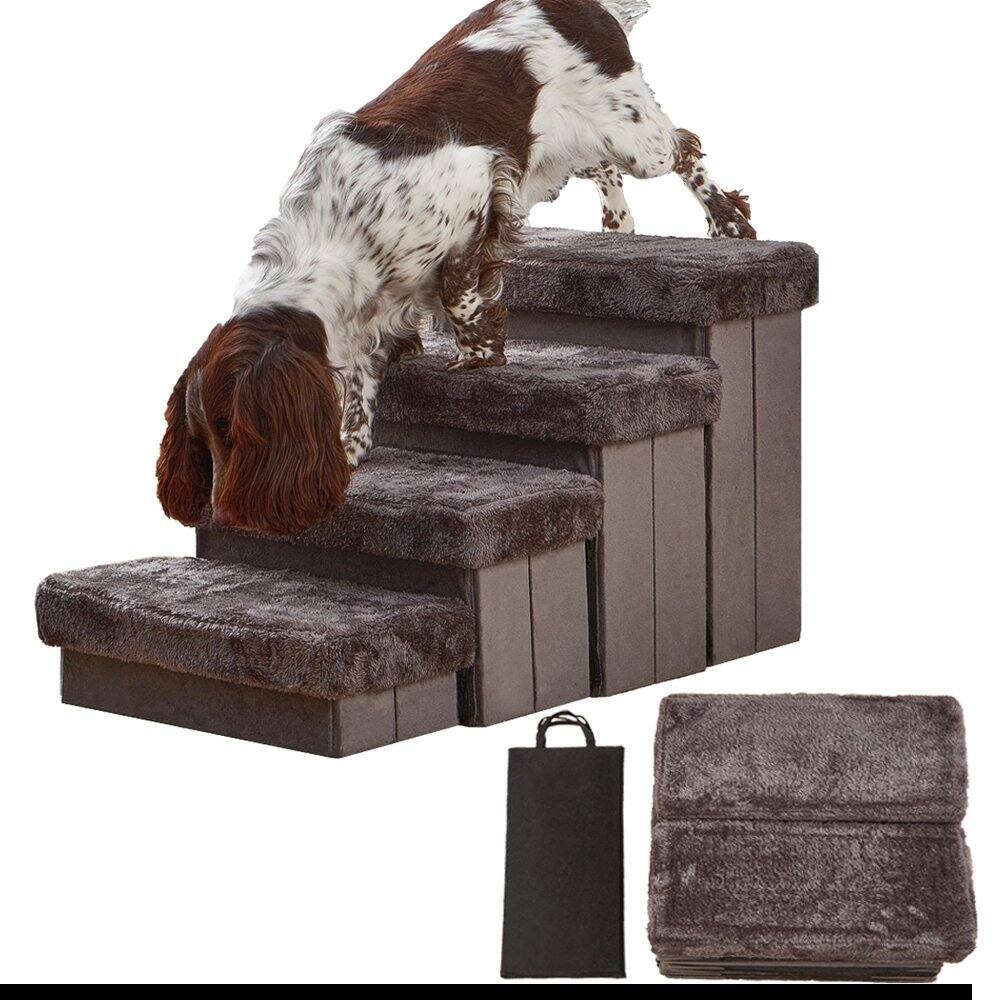 Left. PetPals - Charcoal 4 Level Pet Stairs - Gray.