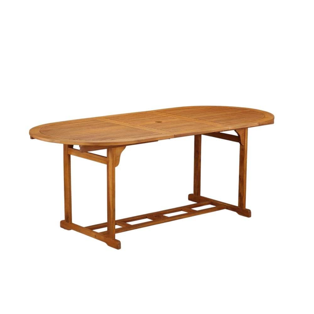 Outdoor Escape - Wooden Patio Set with Nature-Inspired Oil, Dining Table and 6 Outdoor Chairs - Brown
