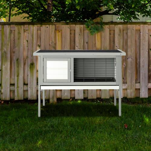 Alt View 3. Winado - Wooden Chicken Coop Rabbit Hutch 1PC Single Deck for Indoor Outdoor Garden Bunny Cage Small Pet Animal Poultry Cage - Gray.