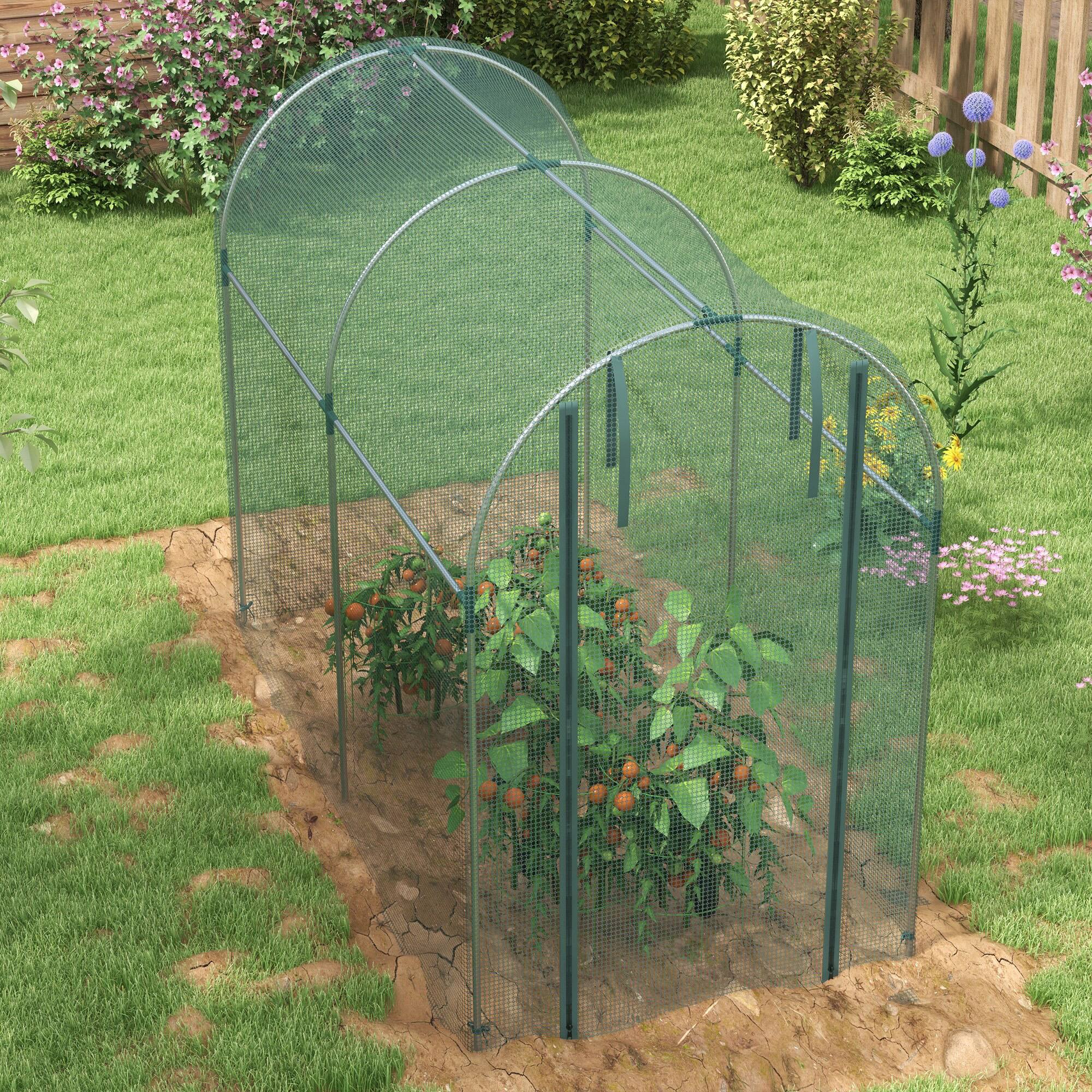 Alt View 7. Outsunny - 4' x 8' Crop Cage, Plant Protection Tent with Zippered Door and Galvanized Steel Frame - Green.