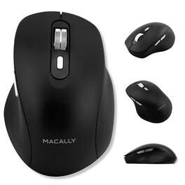 Macally - Ergonomic Bluetooth Mouse for Mac and PC - Pair 3 Devices - Wireless - Black