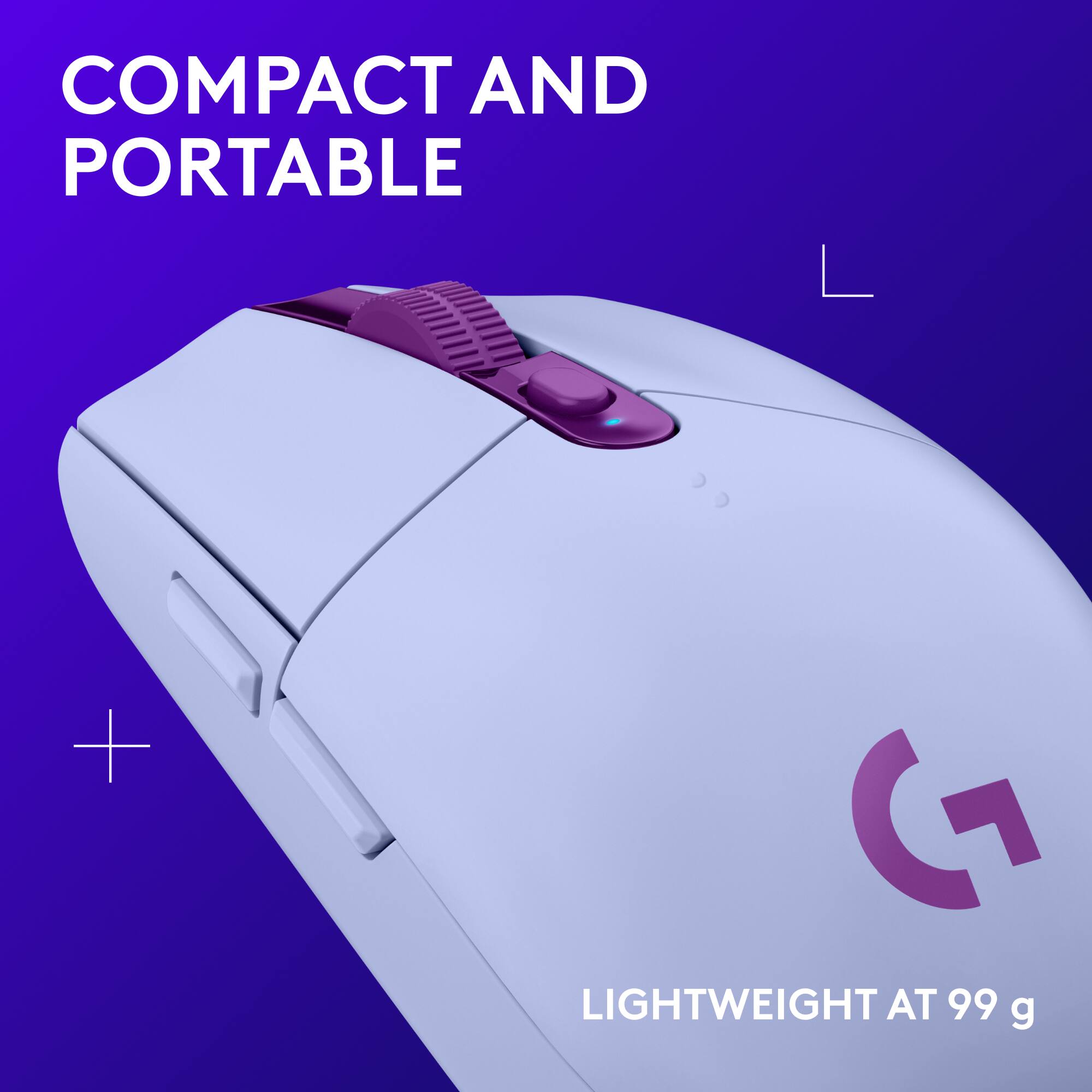 The text on the image reads "Compact and Portable + G Lightweight at 99 g."