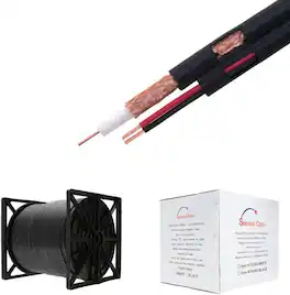 Cables Direct Online - 500ft RG59/U Siamese CCTV Cable 20AWG Coax + 18/2 Power, 95% Shielded Bulk Wire for Security Cameras - Black