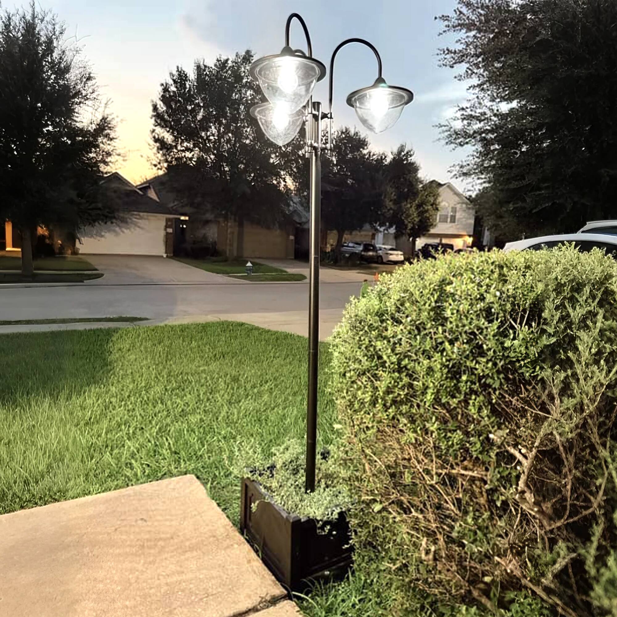 Alt View 7. Outsunny - 74.5" 3-head Solar Lamp Post Street Light with Planter, Solar Pole Lights Outdoor Waterproof LED Lighting - Black.